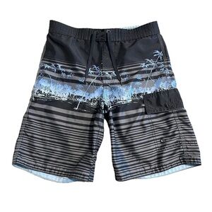 Gap Mens NWOT Blue And Gray Pocketed Swim Trunks With Liner, Size Med